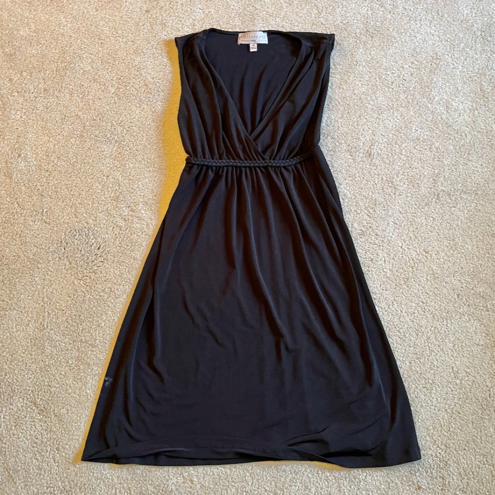 Philosophy black sleeveless dress, size petite small